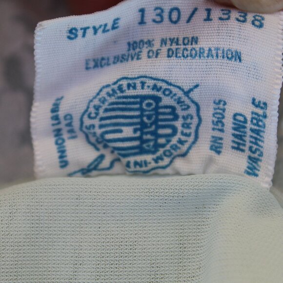 Vtg 50s Miss Siren Blue Nylon Ivory Lace Sleeveless Peignoir Nightgown Women's S - Picture 7 of 7